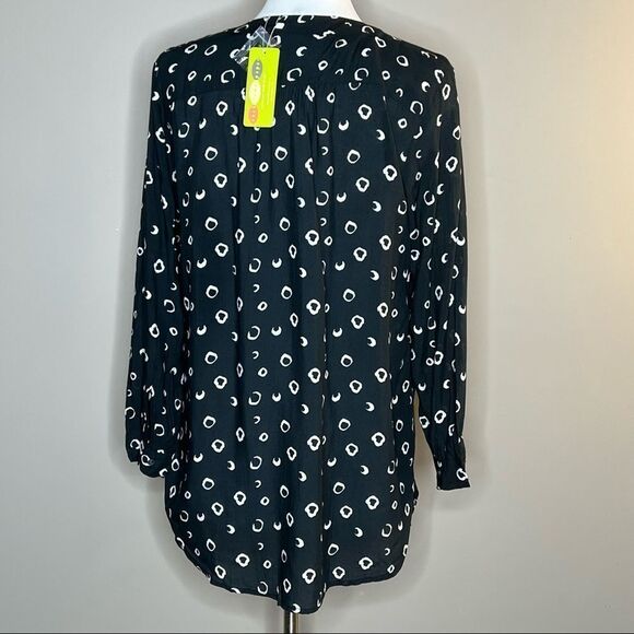 Rockflowerpaper onyx Black Noire Mandarin Collar Button Front Tunic Blouse - Picture 4 of 9